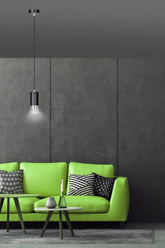 FUMIKO 1 BLACK-CHROME 816/1 designerski spot wiszący czarna tuba srebrne dodatki 5