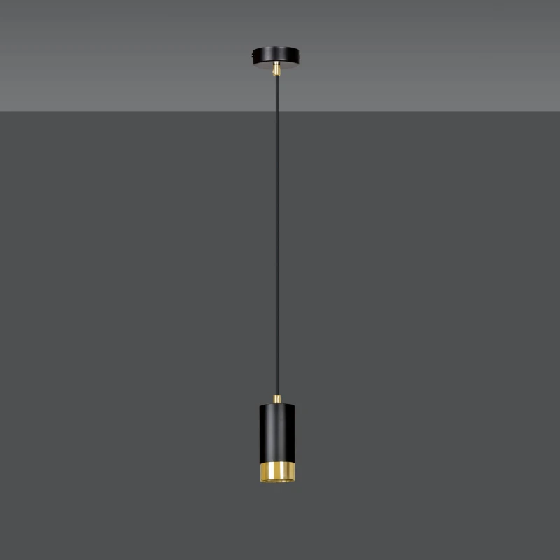 FUMIKO 1 BLACK-GOLD 817/1 designerski spot wiszący czarne tuby złote dodatki 3