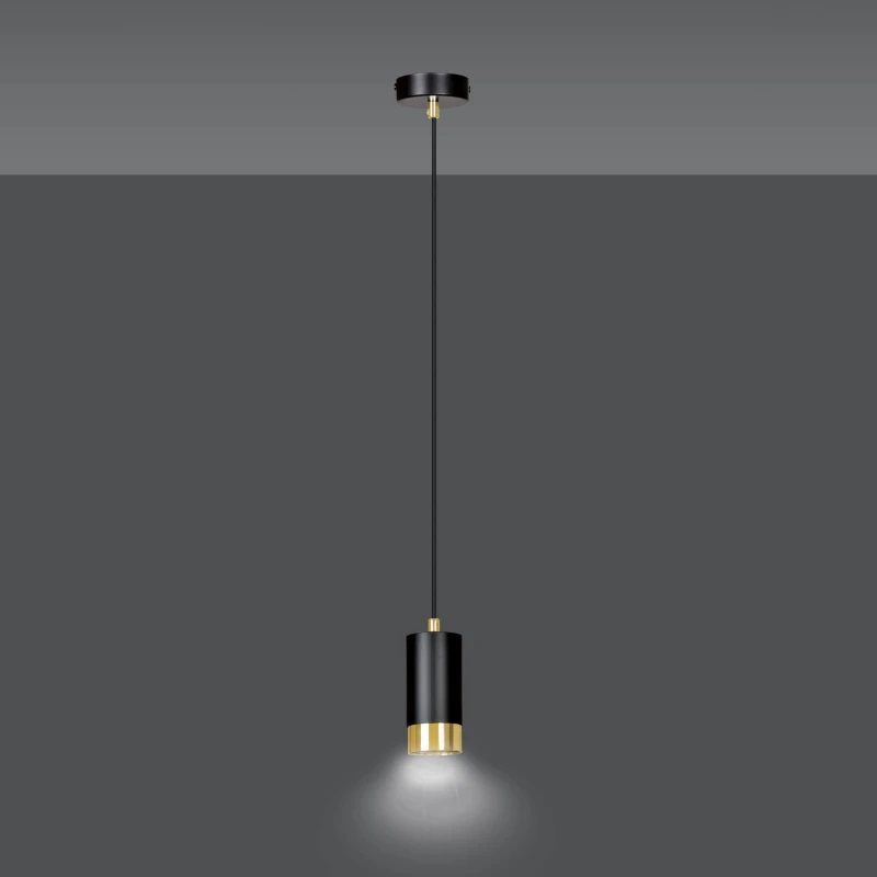 FUMIKO 1 BLACK-GOLD 817/1 designerski spot wiszący czarne tuby złote dodatki 4