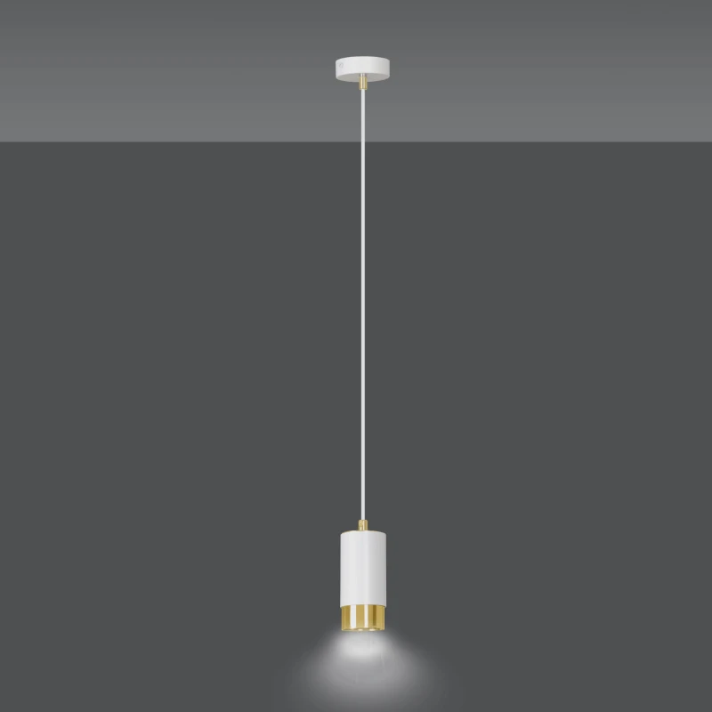 FUMIKO 1 WHITE-GOLD 815/1 designerski spot wiszący białe tuby złote dodatki 1