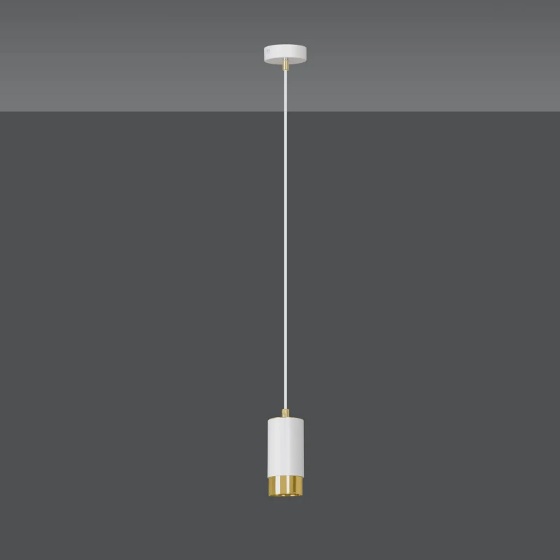 FUMIKO 1 WHITE-GOLD 815/1 designerski spot wiszący białe tuby złote dodatki 3