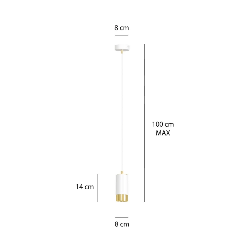 FUMIKO 1 WHITE-GOLD 815/1 designerski spot wiszący białe tuby złote dodatki 4