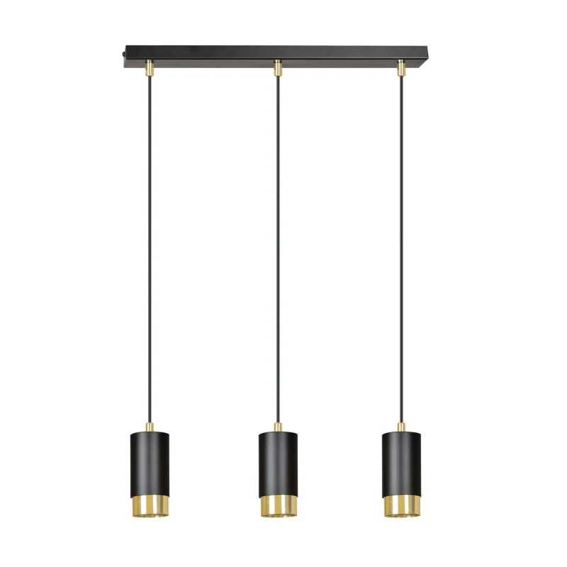 FUMIKO 3 BLACK-GOLD 817/3 designerski spot wiszący czarne tuby złote dodatki