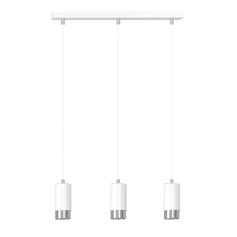 FUMIKO 3 WHITE-CHROME 814/3 designerski spot wiszący białe tuby srebrne dodatki