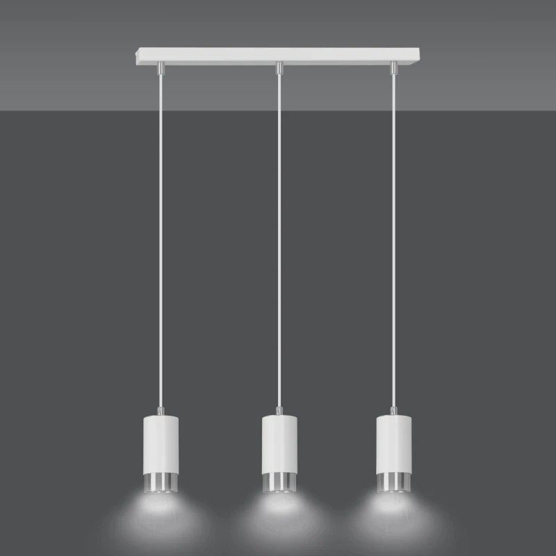 FUMIKO 3 WHITE-CHROME 814/3 designerski spot wiszący białe tuby srebrne dodatki 1