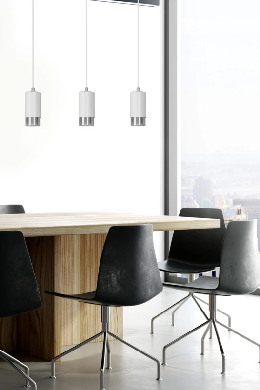 FUMIKO 3 WHITE-CHROME 814/3 designerski spot wiszący białe tuby srebrne dodatki 6