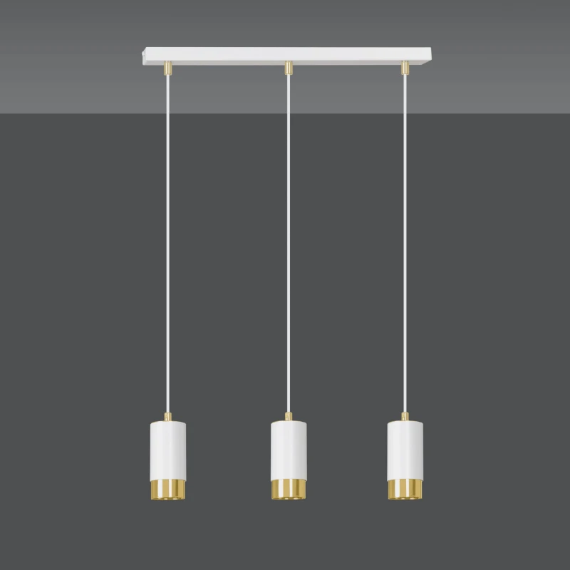 FUMIKO 3 WHITE-GOLD 815/3 designerski spot wiszący białe tuby złote dodatki 3