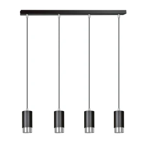 Spot wiszący FUMIKO 4 BLACK-CHROME 816/4 czarny ze srebrnymi dodatkami