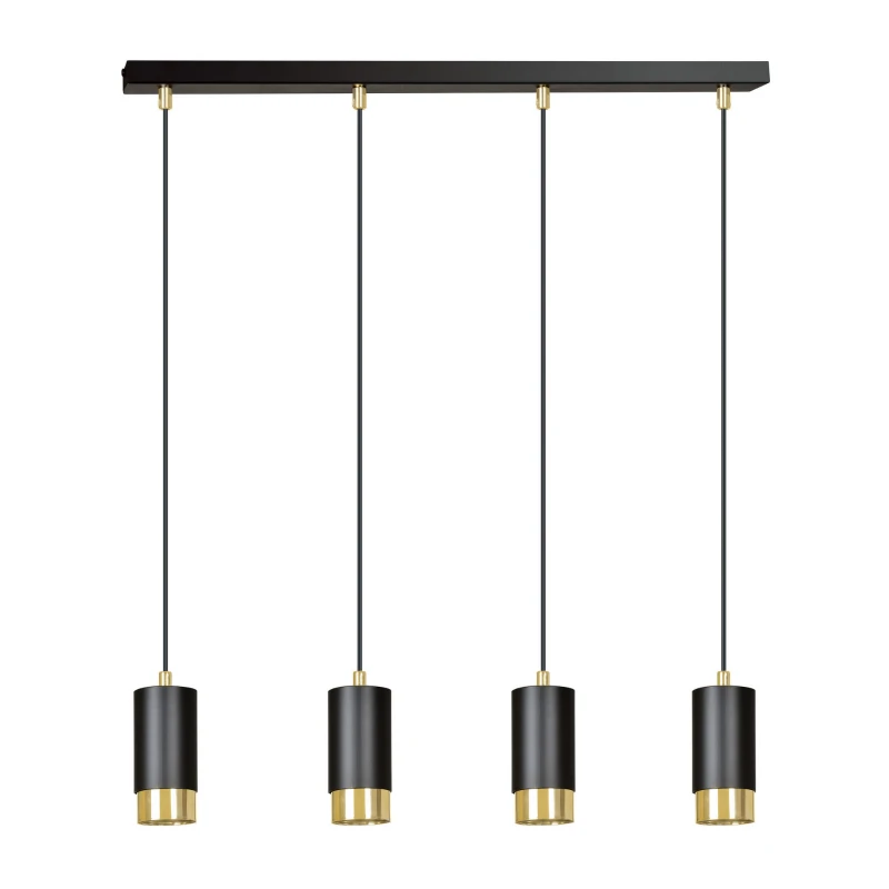 FUMIKO 4 BLACK-GOLD 817/4 designerski spot wiszący czarne tuby złote dodatki