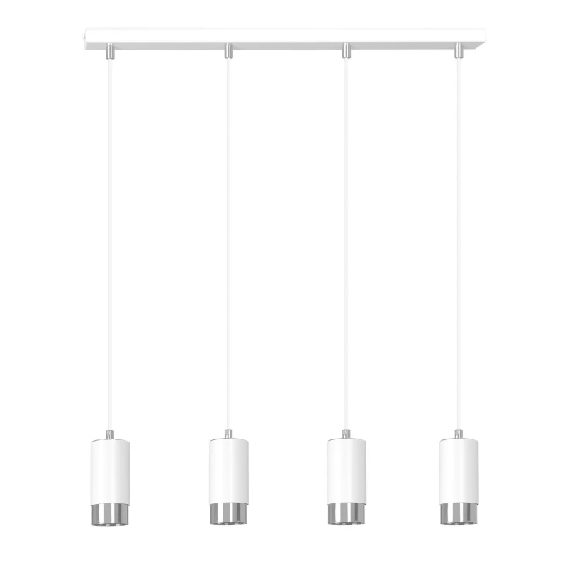 FUMIKO 4 WHITE-CHROME 814/4 designerski spot wiszący białe tuby srebrne dodatki 1