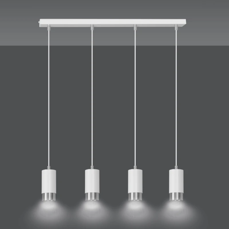 FUMIKO 4 WHITE-CHROME 814/4 designerski spot wiszący białe tuby srebrne dodatki 4