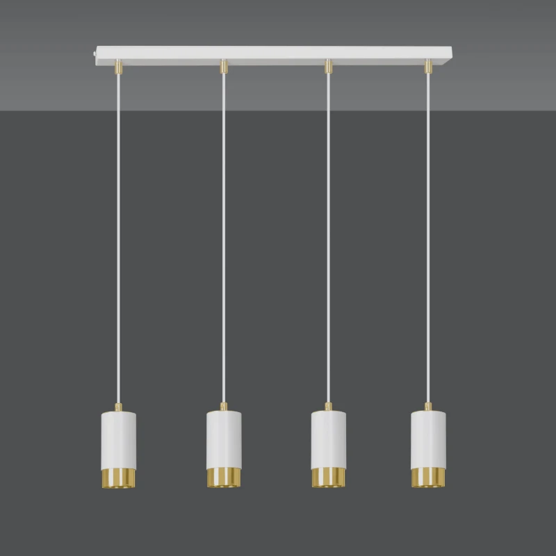 FUMIKO 4 WHITE-GOLD 815/4 designerski spot wiszący białe tuby złote dodatki 3