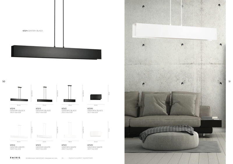 GENTOR 2 WHITE 673/2 oryginalna lampa wisząca biała LOFT regulowana metalowa DESIGN 8