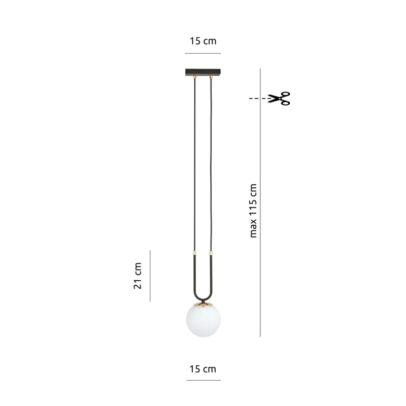 GLAM 1 BLACK/OPAL 1112/1 lampa wisząca szklane klosze GLAMOUR 6