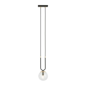 Lampa wisząca GLAM 1 BLACK/TRANSPARENT czarna ze szklanym kloszem