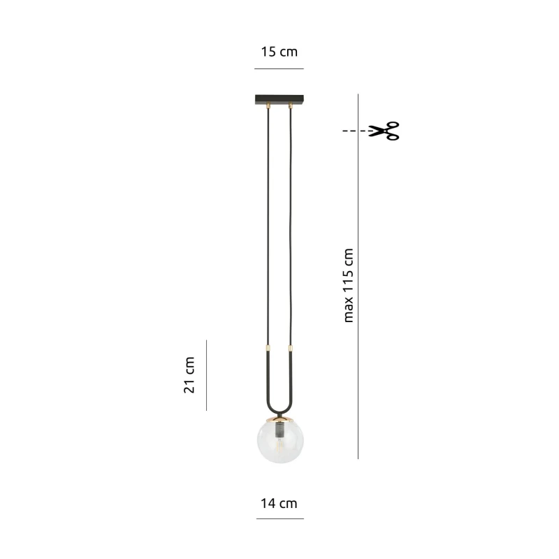GLAM 1 BLACK/TRANSPARENT 1114/1 lampa wisząca szklane klosze GLAMOUR 6