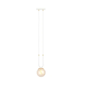 Lampa wisząca GLAM 1 WHITE/MIODOWY biała ze szklanym kloszem