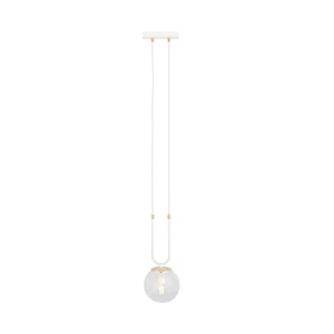 Lampa wisząca GLAM 1 WHITE/TRANSPARENT biała ze szklanym kloszem 
