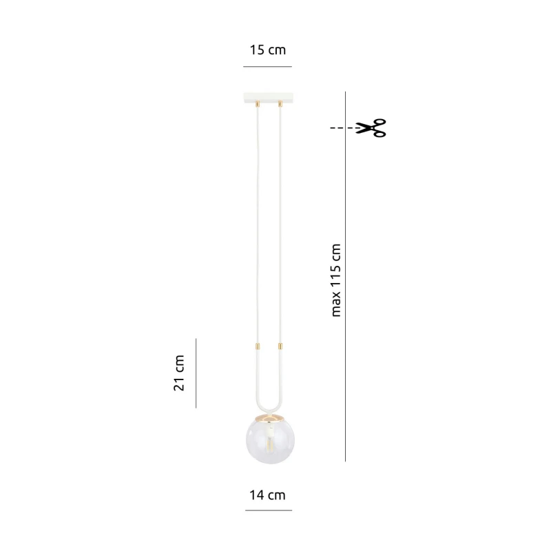 GLAM 1 WHITE/TRANSPARENT 1116/1 lampa wisząca szklane klosze GLAMOUR 5