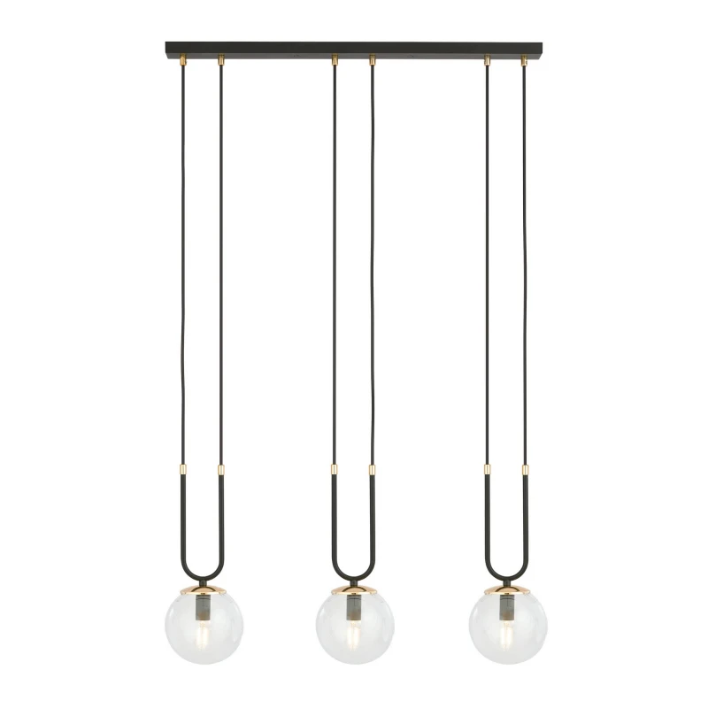GLAM 3 BLACK/TRANSPARENT 1114/3 lampa wisząca szklane klosze GLAMOUR