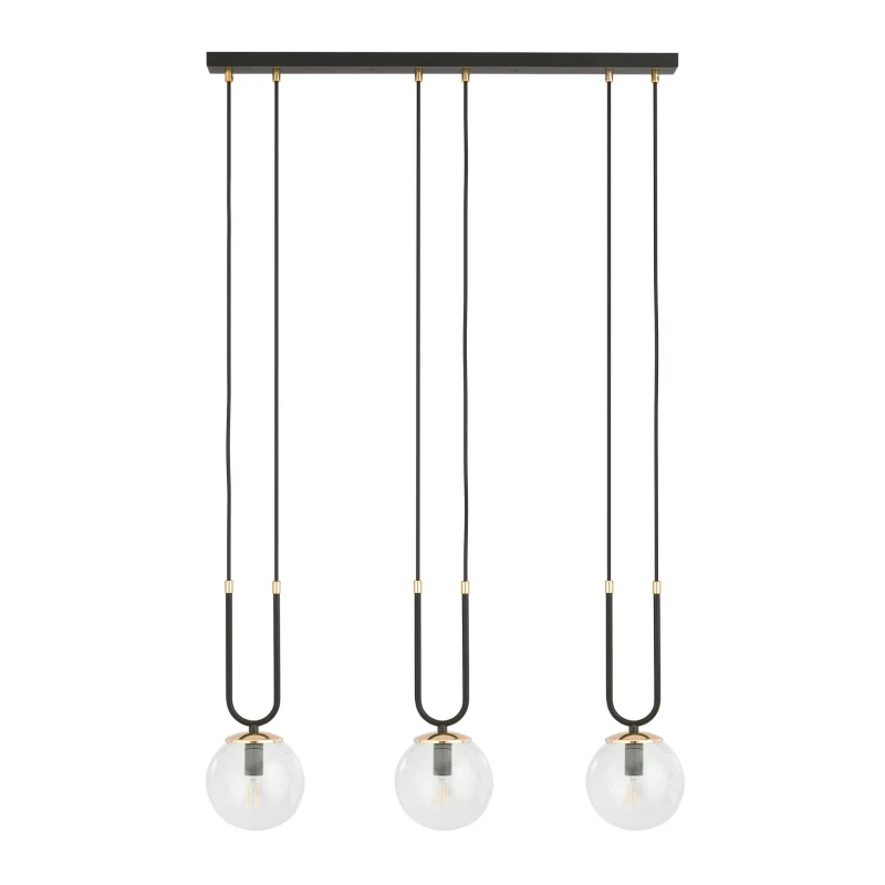 GLAM 3 BLACK/TRANSPARENT 1114/3 lampa wisząca szklane klosze GLAMOUR 1