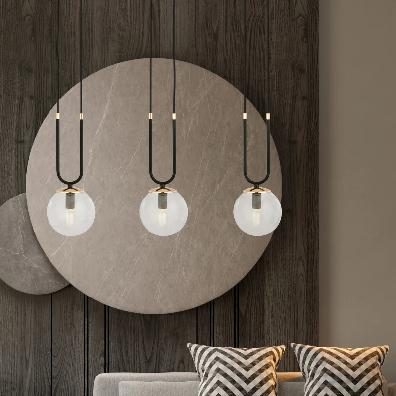 GLAM 3 BLACK/TRANSPARENT 1114/3 lampa wisząca szklane klosze GLAMOUR 2