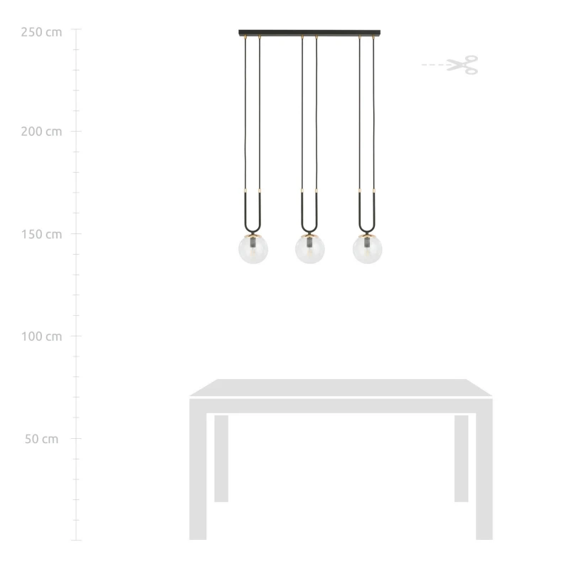 GLAM 3 BLACK/TRANSPARENT 1114/3 lampa wisząca szklane klosze GLAMOUR 8