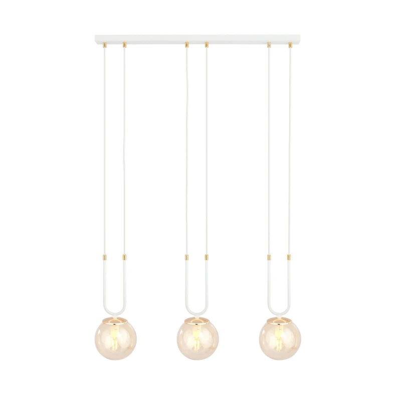 GLAM 3 WHITE/MIODOWY 1117/3 lampa wisząca szklane klosze GLAMOUR