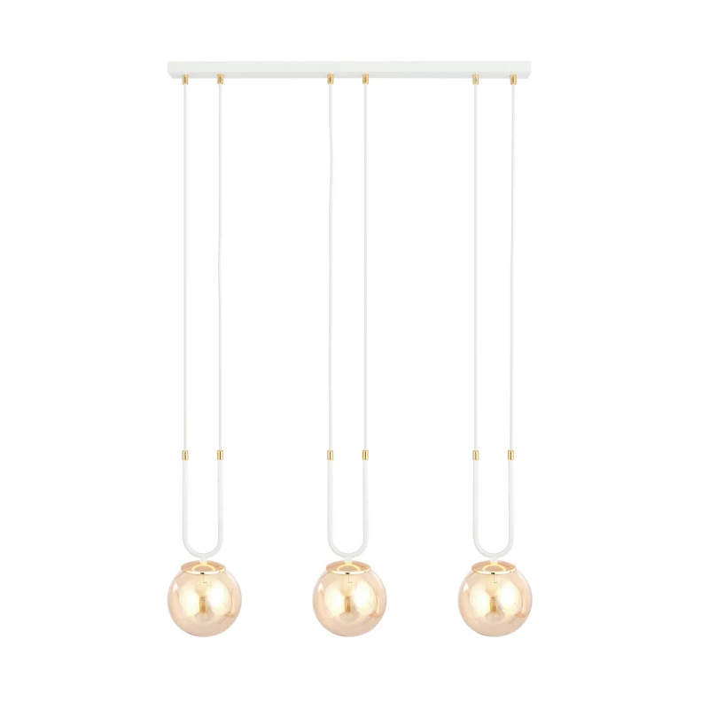 GLAM 3 WHITE/MIODOWY 1117/3 lampa wisząca szklane klosze GLAMOUR 1