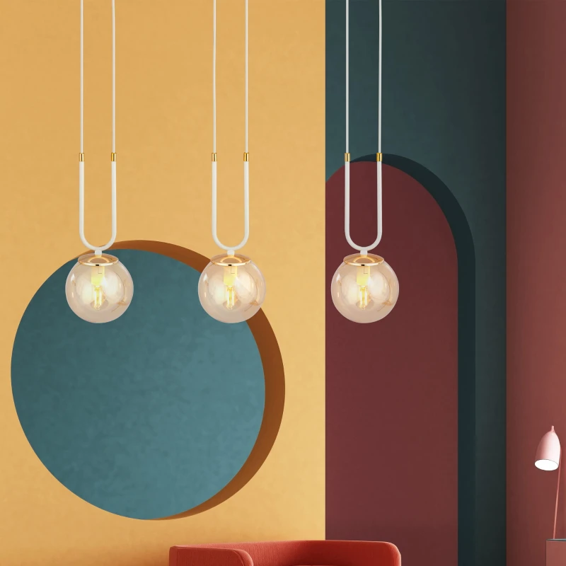 GLAM 3 WHITE/MIODOWY 1117/3 lampa wisząca szklane klosze GLAMOUR 2