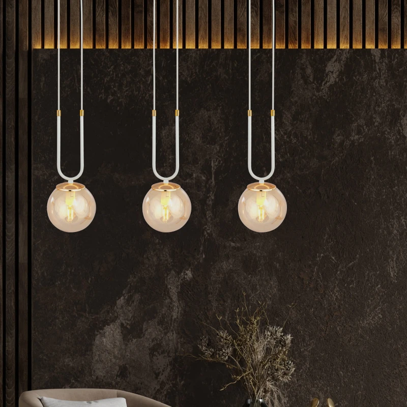 GLAM 3 WHITE/MIODOWY 1117/3 lampa wisząca szklane klosze GLAMOUR 3