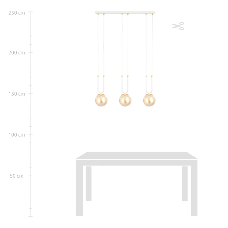 GLAM 3 WHITE/MIODOWY 1117/3 lampa wisząca szklane klosze GLAMOUR 7