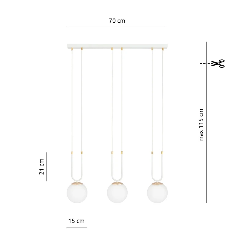 GLAM 3 WHITE/OPAL 1115/3 lampa wisząca szklane klosze GLAMOUR 7