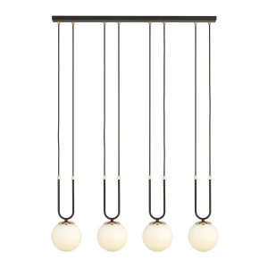 Lampa wisząca GLAM 4 BLACK/OPAL czarna ze szklanymi kloszami