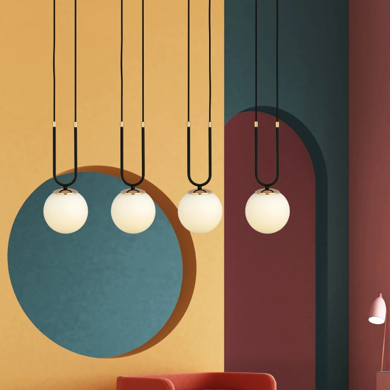 GLAM 4 BLACK/OPAL 1112/4 lampa wisząca szklane klosze GLAMOUR 3