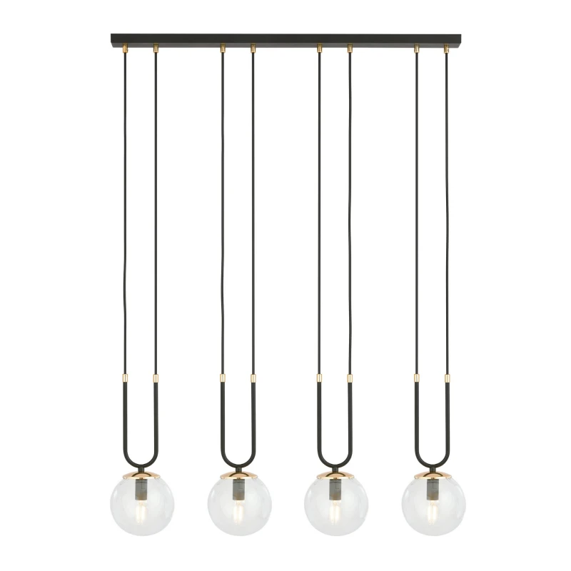 GLAM 4 BLACK/TRANSPARENT 1114/4 lampa wisząca szklane klosze GLAMOUR