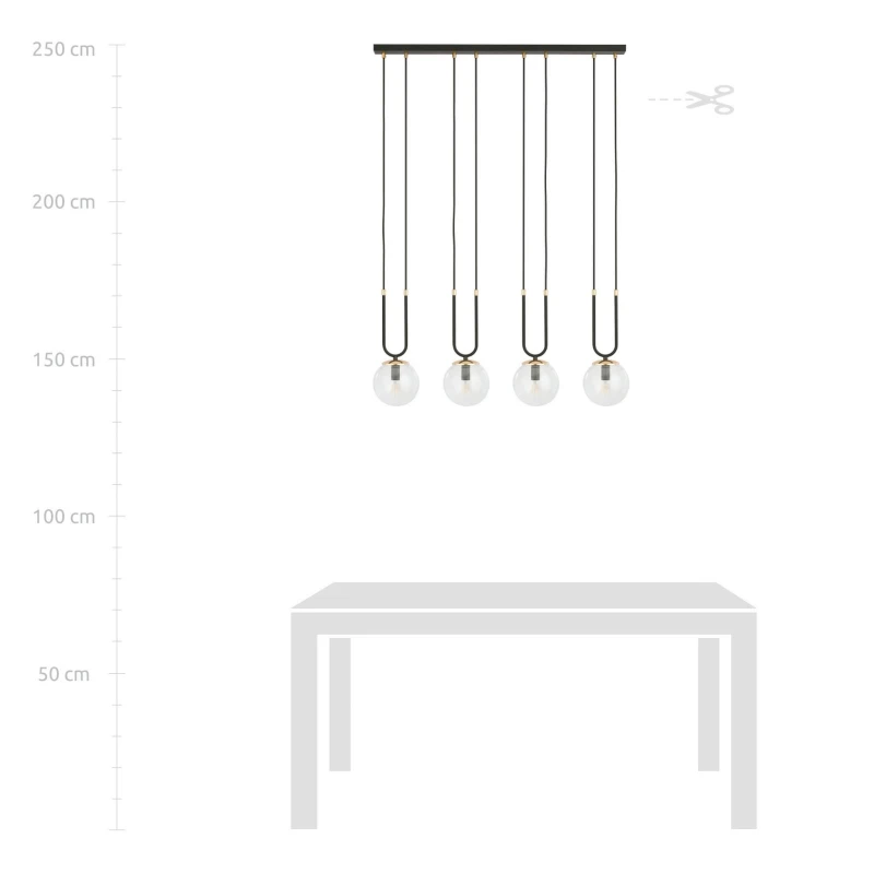 GLAM 4 BLACK/TRANSPARENT 1114/4 lampa wisząca szklane klosze GLAMOUR 8
