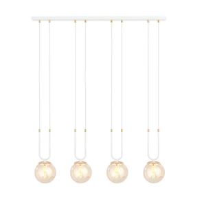 Lampa wisząca GLAM 4 WHITE/MIODOWY biała ze szklanymi kloszami