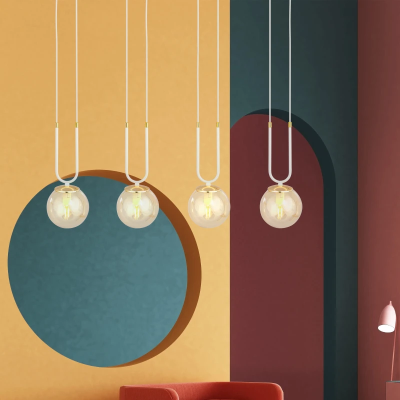 GLAM 4 WHITE/MIODOWY 1117/4 lampa wisząca szklane klosze GLAMOUR 2