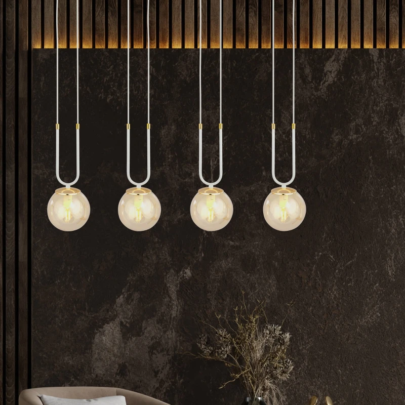 GLAM 4 WHITE/MIODOWY 1117/4 lampa wisząca szklane klosze GLAMOUR 3