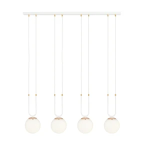 Lampa wisząca GLAM 4 WHITE/OPAL biała ze szklanymi kloszami 
