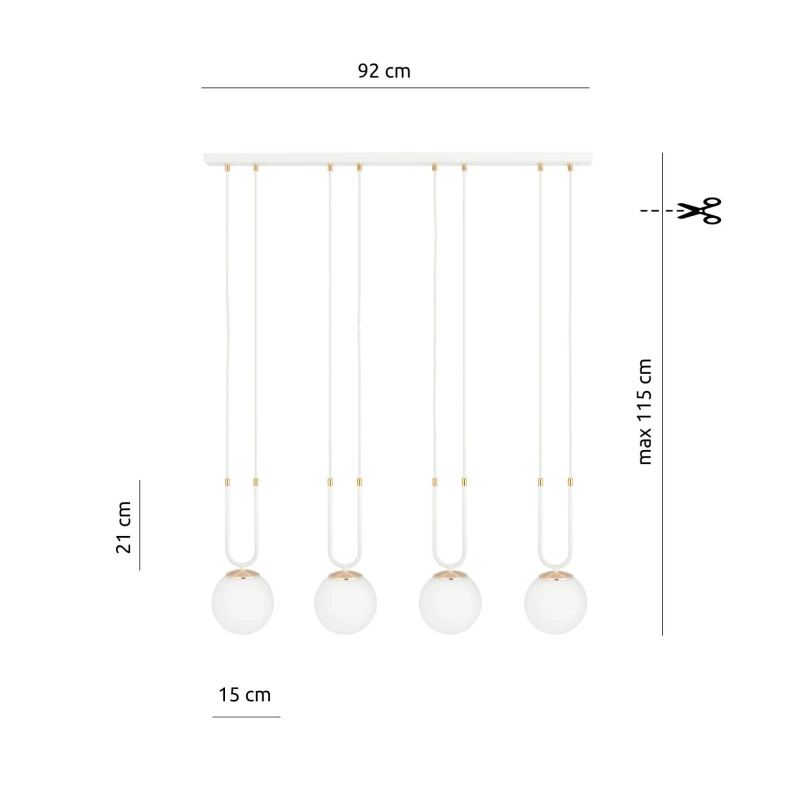 GLAM 4 WHITE/OPAL 1115/4 lampa wisząca szklane klosze GLAMOUR 7