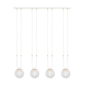 Lampa wisząca GLAM 4 WHITE/TRANSPARENT biała ze szklanymi kloszami