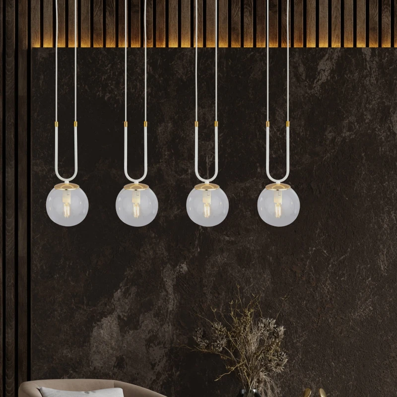 GLAM 4 WHITE/TRANSPARENT 1116/4 lampa wisząca szklane klosze GLAMOUR 3