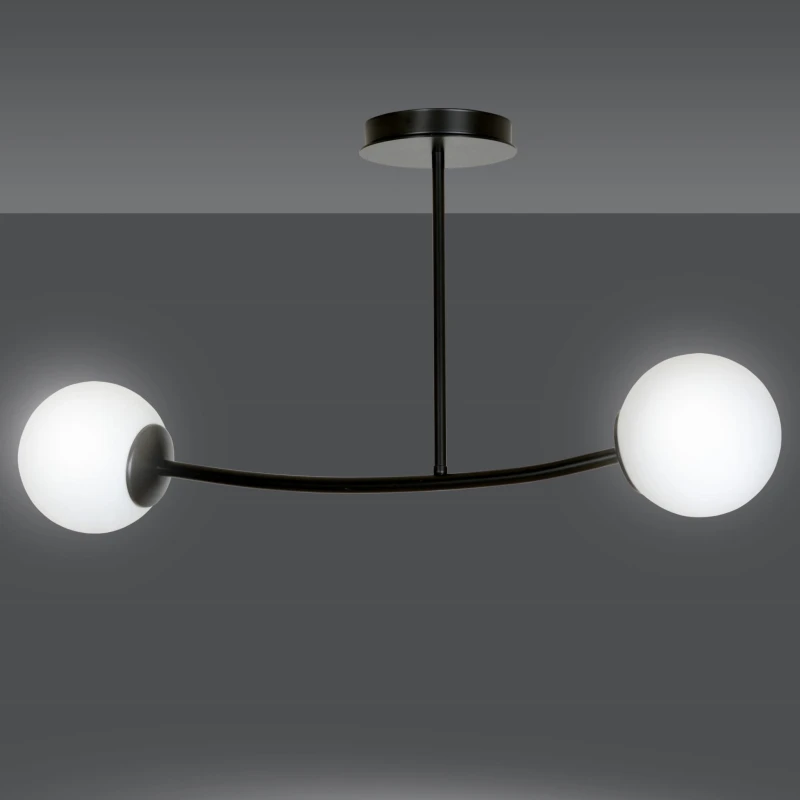 HALLDOR 2 BLACK 1024/2 oryginalna lampa sufitowa czarna LOFT szklane mleczne klosze