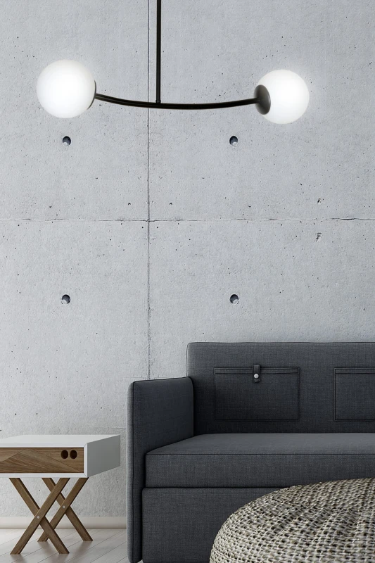 HALLDOR 2 BLACK 1024/2 oryginalna lampa sufitowa czarna LOFT szklane mleczne klosze 6