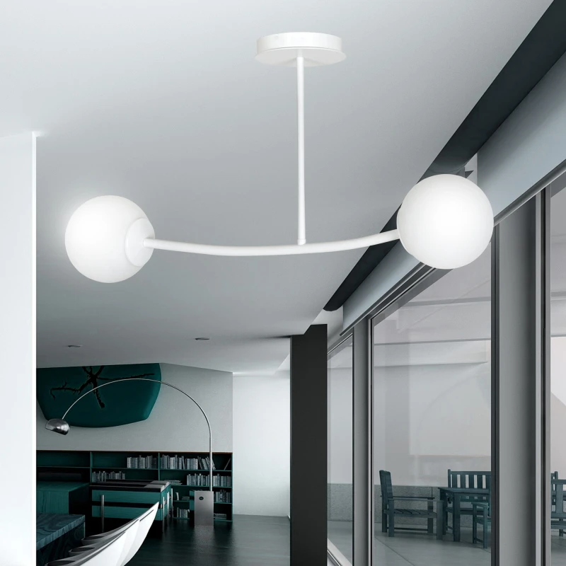 HALLDOR 2 WHITE 1025/2 oryginalna lampa sufitowa biała LOFT szklane mleczne klosze