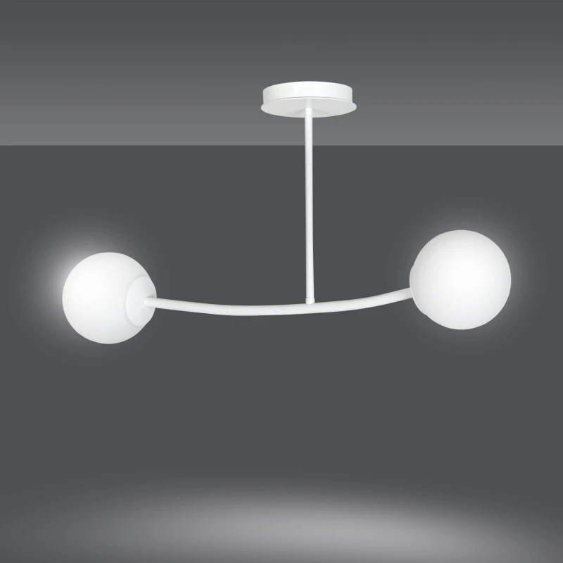 HALLDOR 2 WHITE 1025/2 oryginalna lampa sufitowa biała LOFT szklane mleczne klosze 2
