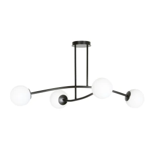 Lampa sufitowa HALLDOR 4 BLACK czarna z mlecznymi kloszami 