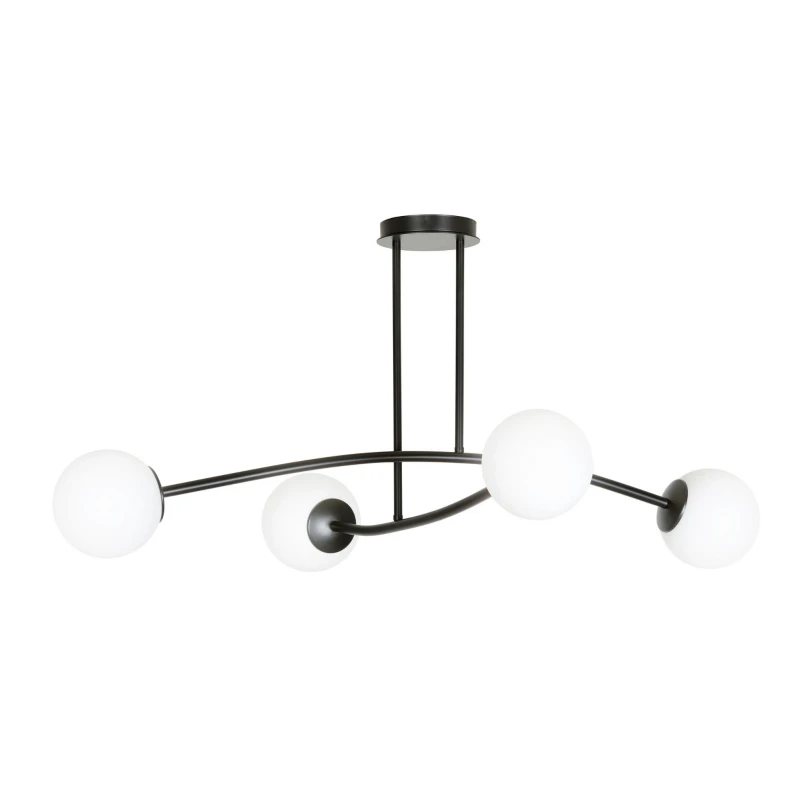 HALLDOR 4 BLACK 1024/4 oryginalna lampa sufitowa czarna LOFT szklane mleczne klosze 1